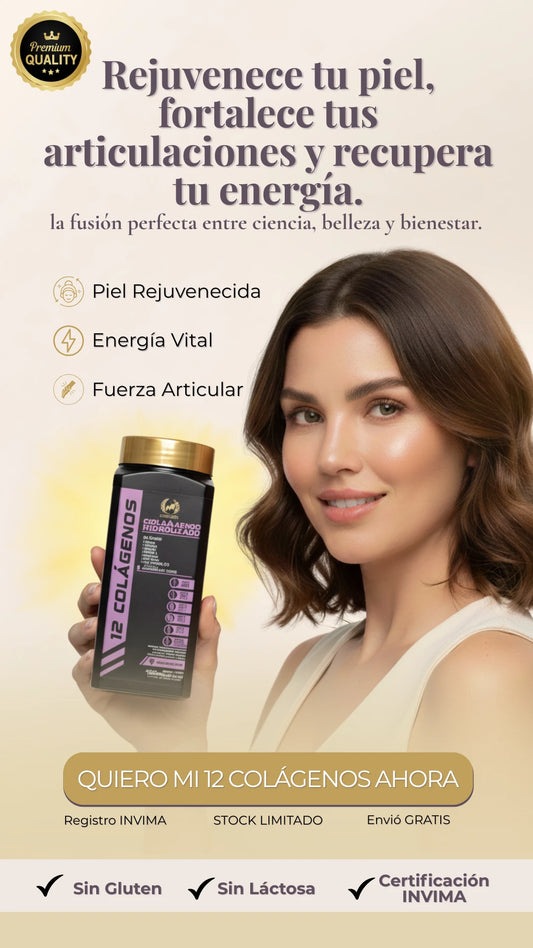 12 COLÁGENOS™ | Rejuvenece tu piel, fortalece tus articulaciones y potencia tu energía